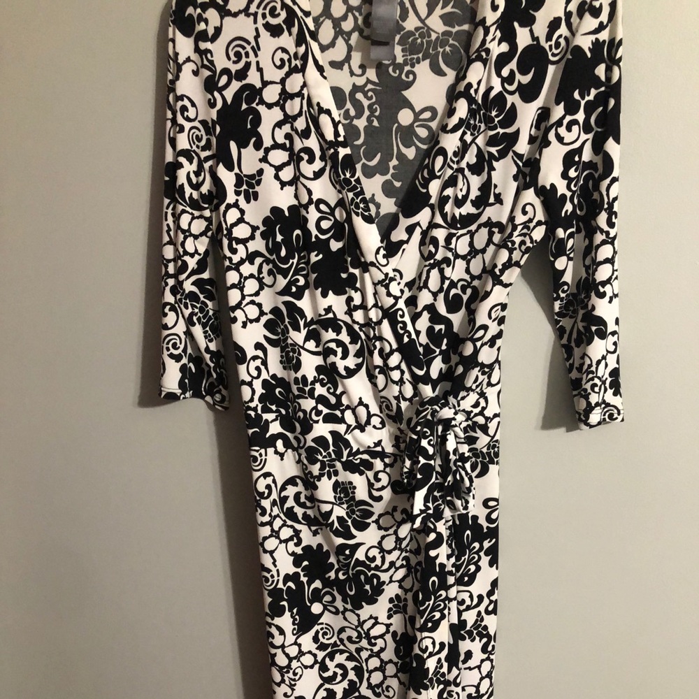 Black and white wrap dress